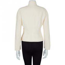 Dior Cream Frog Button Closure Mandarin Collar Jacket M