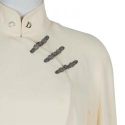 Dior Cream Frog Button Closure Mandarin Collar Jacket M