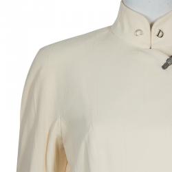 Dior Cream Frog Button Closure Mandarin Collar Jacket M