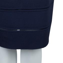 Pre Owned Dior Navy Blue Cut Out Detail Short Sleeve Lined Dress M