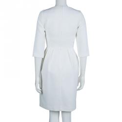 Dior Cream Textured Cotton Bow Detail Dress M