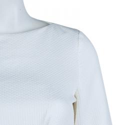 Dior Cream Textured Cotton Bow Detail Dress M