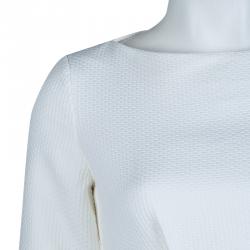Dior Cream Textured Cotton Bow Detail Dress M
