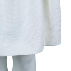 Dior Cream Textured Cotton Bow Detail Dress M