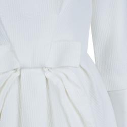 Dior Cream Textured Cotton Bow Detail Dress M