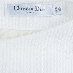 Dior Cream Textured Cotton Bow Detail Dress M