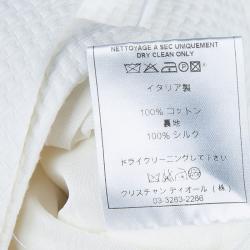 Dior Cream Textured Cotton Bow Detail Dress M
