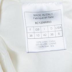 Dior Cream Textured Cotton Bow Detail Dress M