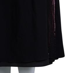 Dior Black Silk Embellished Floral Motif Detail Sleeveless Dress S