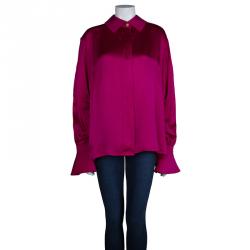 Pre Owned Dior Boutique Pink Silk Long Sleeve Oversized Blouse XL