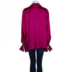 Pre Owned Dior Boutique Pink Silk Long Sleeve Oversized Blouse XL