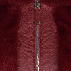 Pre Owned Dior Red Mink Fur and Leather Hooded Jacket S