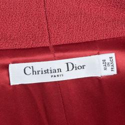 Dior Red Wool Double Breasted Short Sleeve Dress S