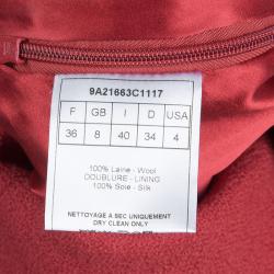 Dior Red Wool Double Breasted Short Sleeve Dress S