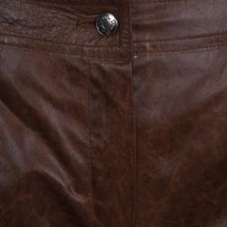Dior Brown Leather Eyelet Detail Boot Cut Pants M