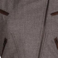 Dior Brown Leather Patch Detail Tweed Jacket M