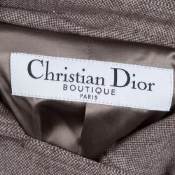 Dior Brown Leather Patch Detail Tweed Jacket M