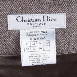 Pre Owned Dior Brown Buckle Detail Tweed Skirt M