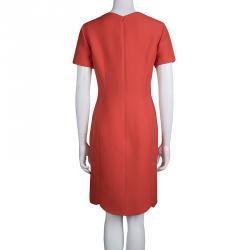 Pre Owned Dior Red Wool Scalloped Bottom Shift Dress M