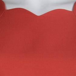 Pre Owned Dior Red Wool Scalloped Bottom Shift Dress M
