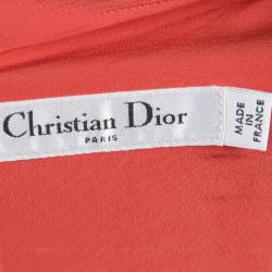 Pre Owned Dior Red Wool Scalloped Bottom Shift Dress M