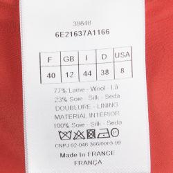 Pre Owned Dior Red Wool Scalloped Bottom Shift Dress M