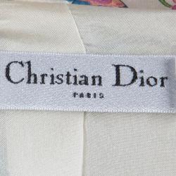 Dior Cream Floral Printed Cropped Short Sleeve Jacket M