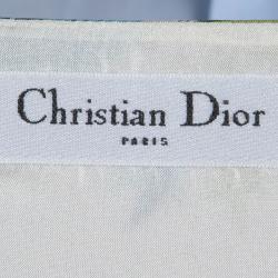 Dior Cream Floral Printed Silk Bow Detail Sleeveless Dress S