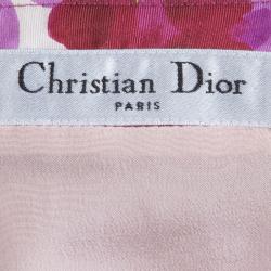 Pre Owned Dior Pink Floral Printed Silk Bow Detail Sleeveless Dress S