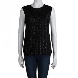 Pre Owned Christian Dior Black Sequins Sleeveless Top L 
