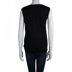 Pre Owned Christian Dior Black Sequins Sleeveless Top L 