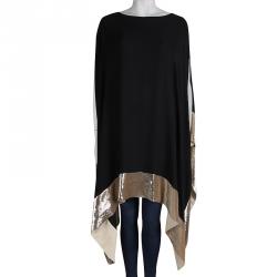 Pre Owned Dior Black Sequinned Border Detail Kaftan S
