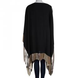 Pre Owned Dior Black Sequinned Border Detail Kaftan S
