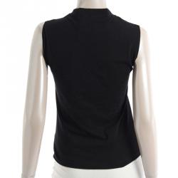Pre Owned Dior Black Denim Logo Sleeveless Knit Top M