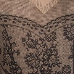 Pre Owned Dior Boutique Peach Lace Print V-Neck T-Shirt M