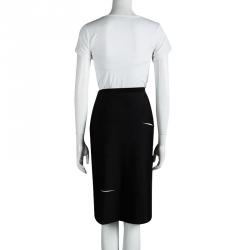 Pre Owned Dior Black Knit Paneled Pencil Skirt M