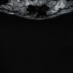 Pre Owned Dior Black Wool Scallop Lace Detail Embellished Skater Dress M