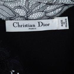 Pre Owned Dior Black Wool Scallop Lace Detail Embellished Skater Dress M