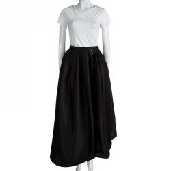 Pre Owned Dior Black Silk Zip Detail Pleated Maxi Skirt S