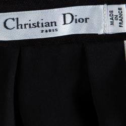 Pre Owned Dior Black Silk Zip Detail Pleated Maxi Skirt S