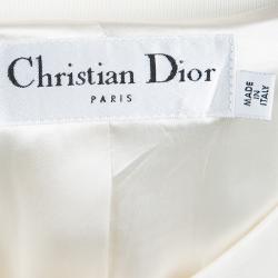 Pre Owned Dior Cream Cotton Bow Detail Button Front Blouse M