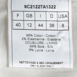 Pre Owned Dior Cream Cotton Bow Detail Button Front Blouse M