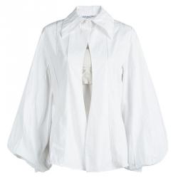 Pre Owned Dior White Cotton Pintuck Detail Open Front Shirt M