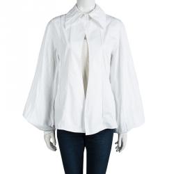 Pre Owned Dior White Cotton Pintuck Detail Open Front Shirt M