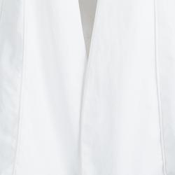 Pre Owned Dior White Cotton Pintuck Detail Open Front Shirt M