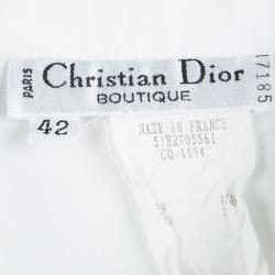 Pre Owned Dior White Cotton Pintuck Detail Open Front Shirt M