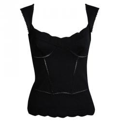Pre Owned Dior Black Knit Cut Out Detail Sleeveless Top S