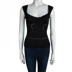 Pre Owned Dior Black Knit Cut Out Detail Sleeveless Top S