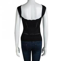 Pre Owned Dior Black Knit Cut Out Detail Sleeveless Top S