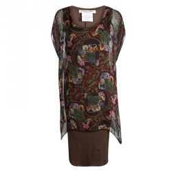 Dior Multicolor Floral Printed Silk Kaftan Style Dress L